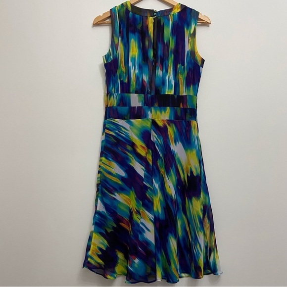 CALVIN Klein dress woven Aline multicolored chiffon fit&flair sleeveles summer 4 - Picture 16 of 16